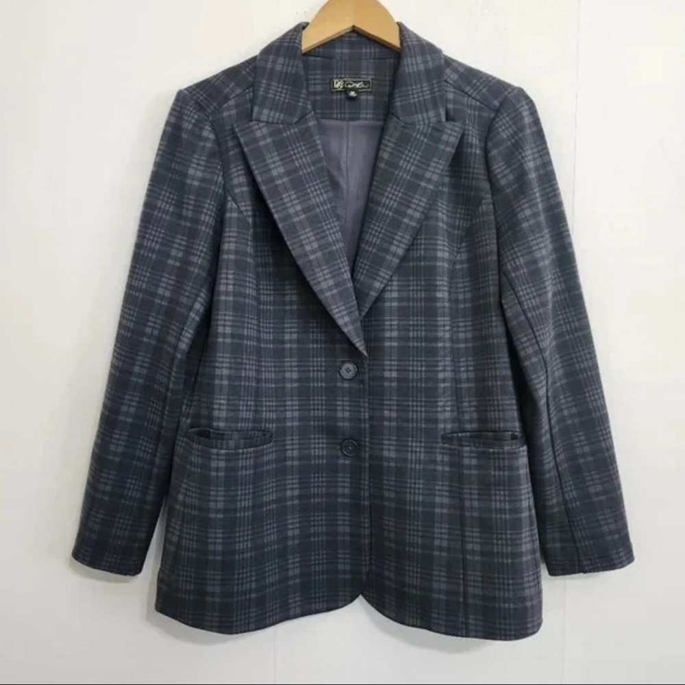DG2 by Diane Gilman Dark Plaid Blazer